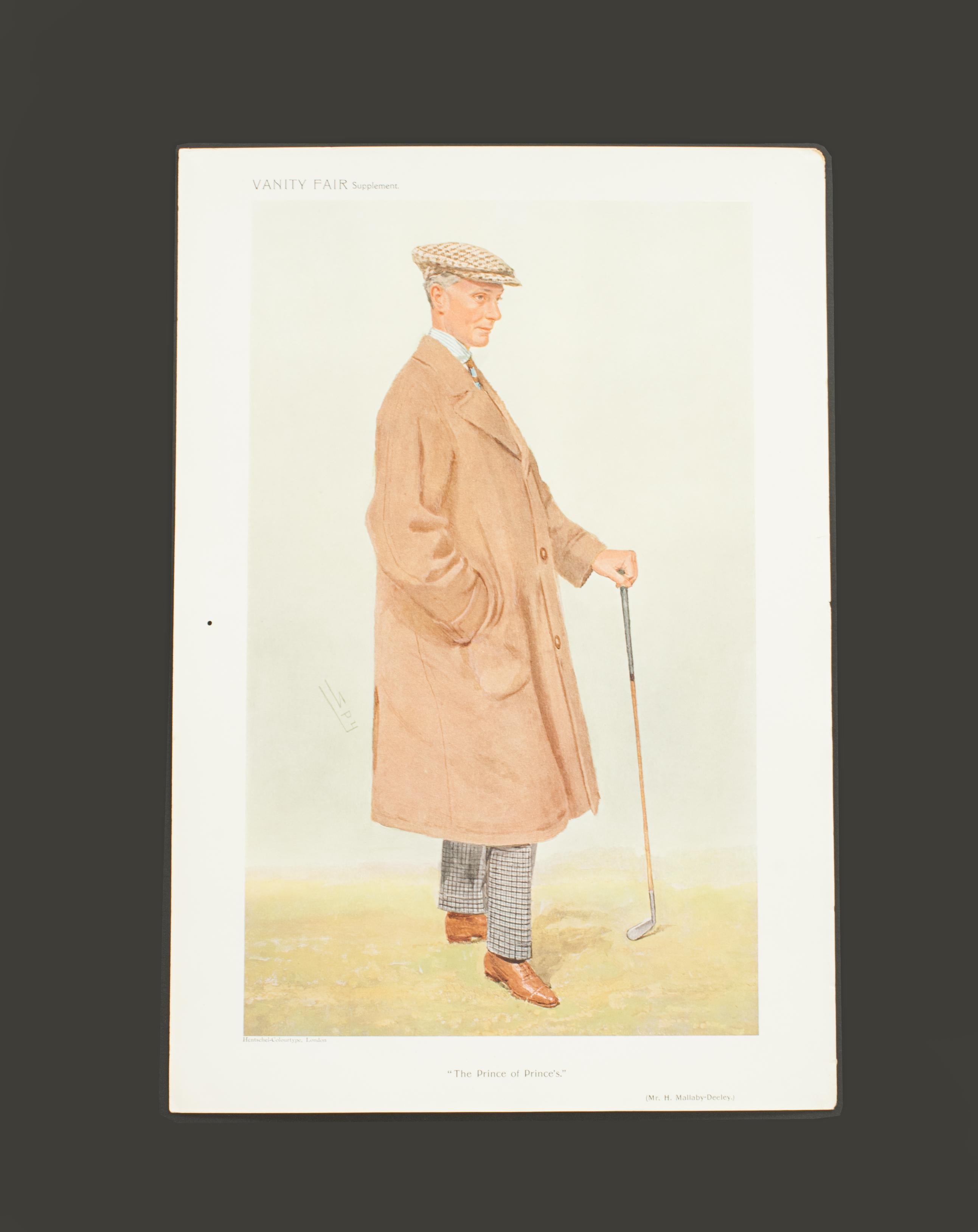 Antique Vanity Fair Golf Prints, Set of Seven 7