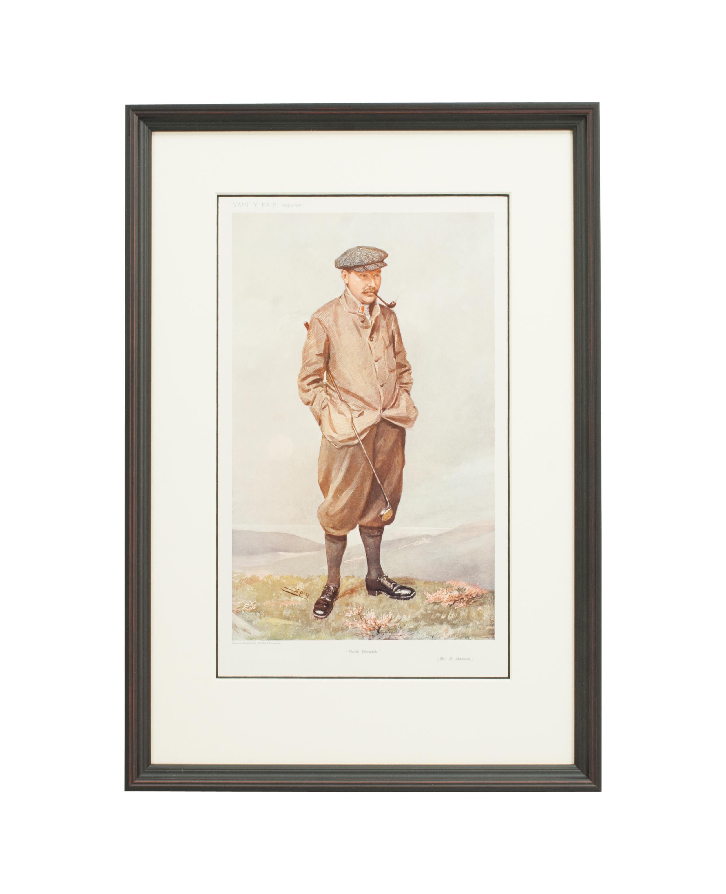 English Antique Vanity Fair Golf Prints, Set of Seven