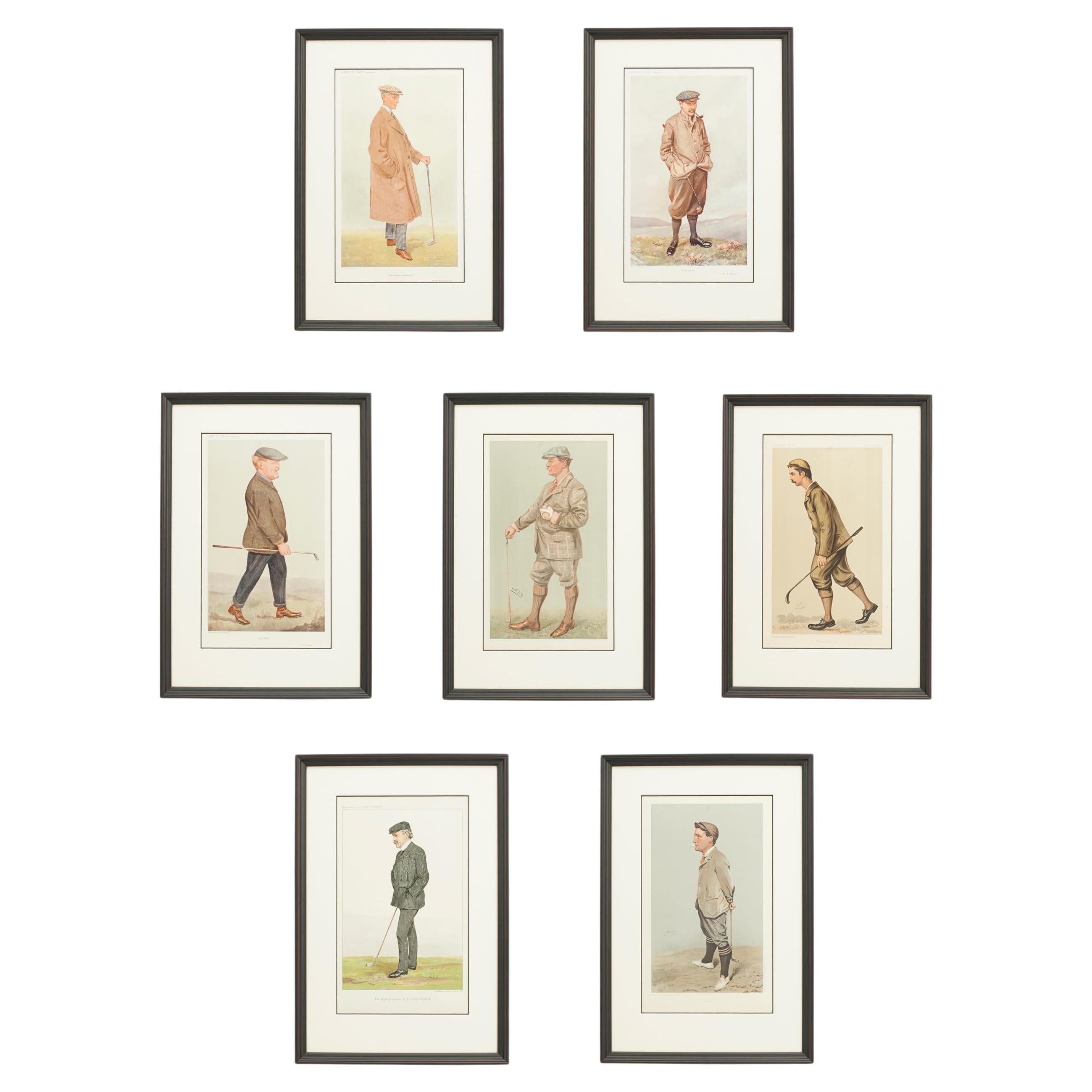 Antique Vanity Fair Golf Prints, Set of Seven