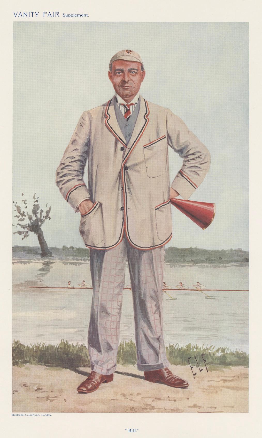Early 20th Century Antique Vanity Fair Print 'Bill' R.H. Forster, Rowing Coach by ELF – 1910 For Sale