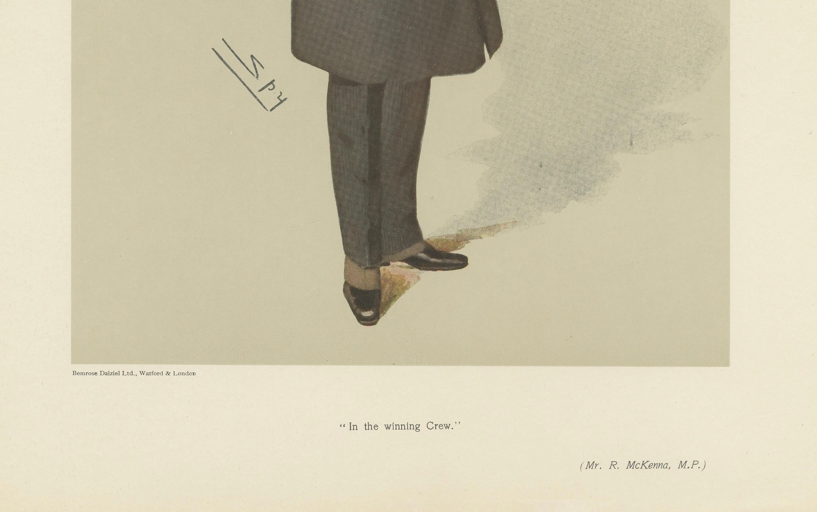 Antiker Vanity Fair Druck 'In der siegreichen Mannschaft' Mr. R. McKenna, M.P. von Spy - 1906

Dies ist eine Original-Lithographie der Vanity Fair mit dem Titel 