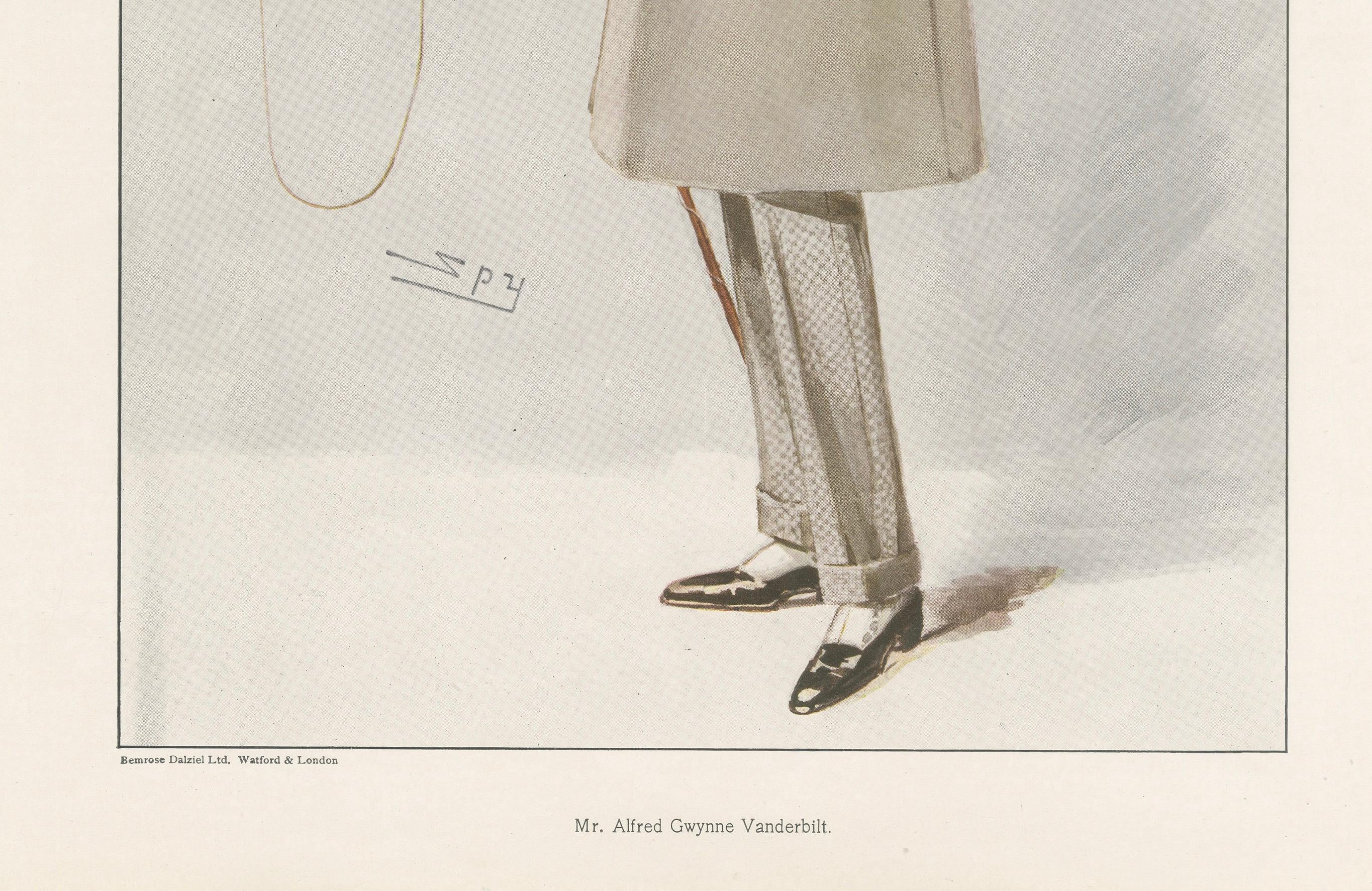 Antiker Vanity Fair Druck 'Mr. Alfred Gwynne Vanderbilt' von Spy - 1899 im Zustand „Gut“ im Angebot in Langweer, NL