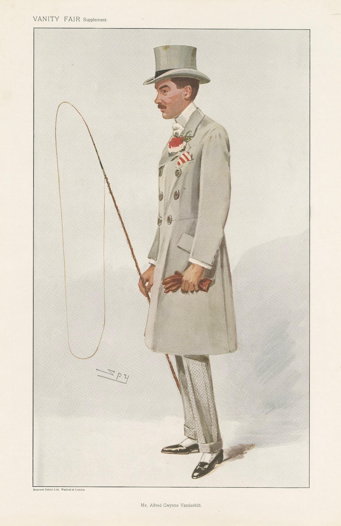 Antiker Vanity Fair Druck 'Mr. Alfred Gwynne Vanderbilt' von Spy - 1899 (Papier) im Angebot
