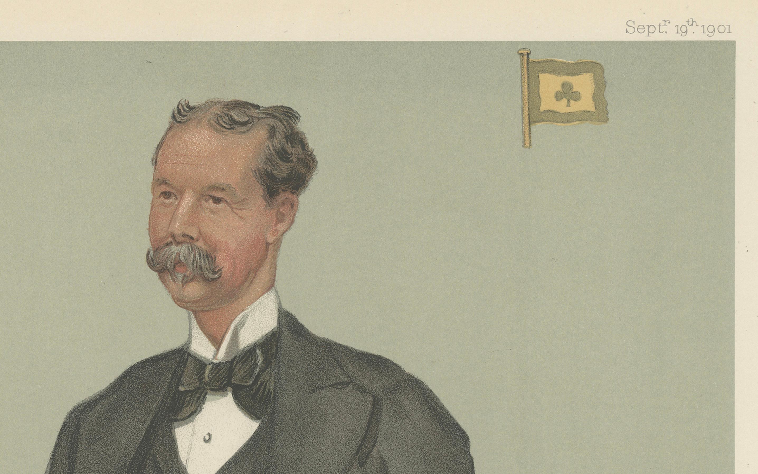 Inizio XX secolo Stampa antica di Vanity Fair 'Shamrock' 1901 di Spy - Litografia decorativa in vendita