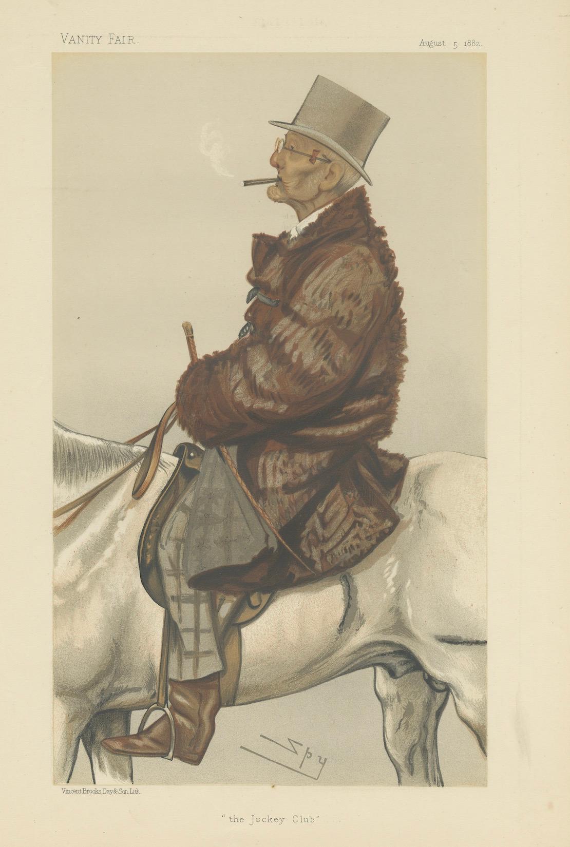 Paper Antique Vanity Fair Print 'The Jockey Club' Frederick Barne – 1882 For Sale