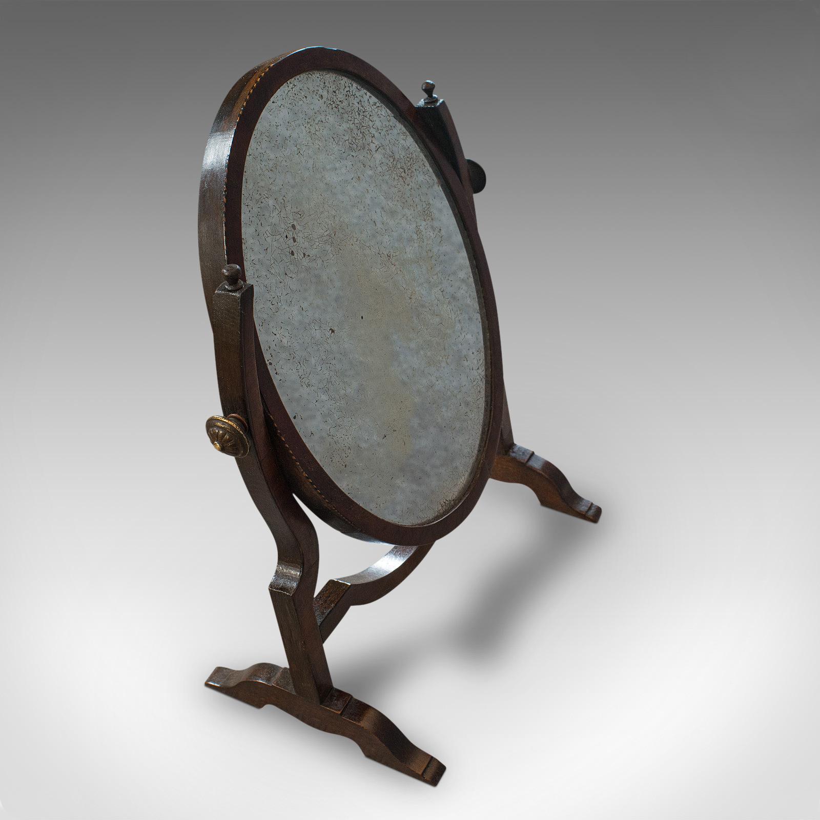 British Antique Vanity Mirror, English, Oak, Mahogany, Dresser, Regency, circa 1820