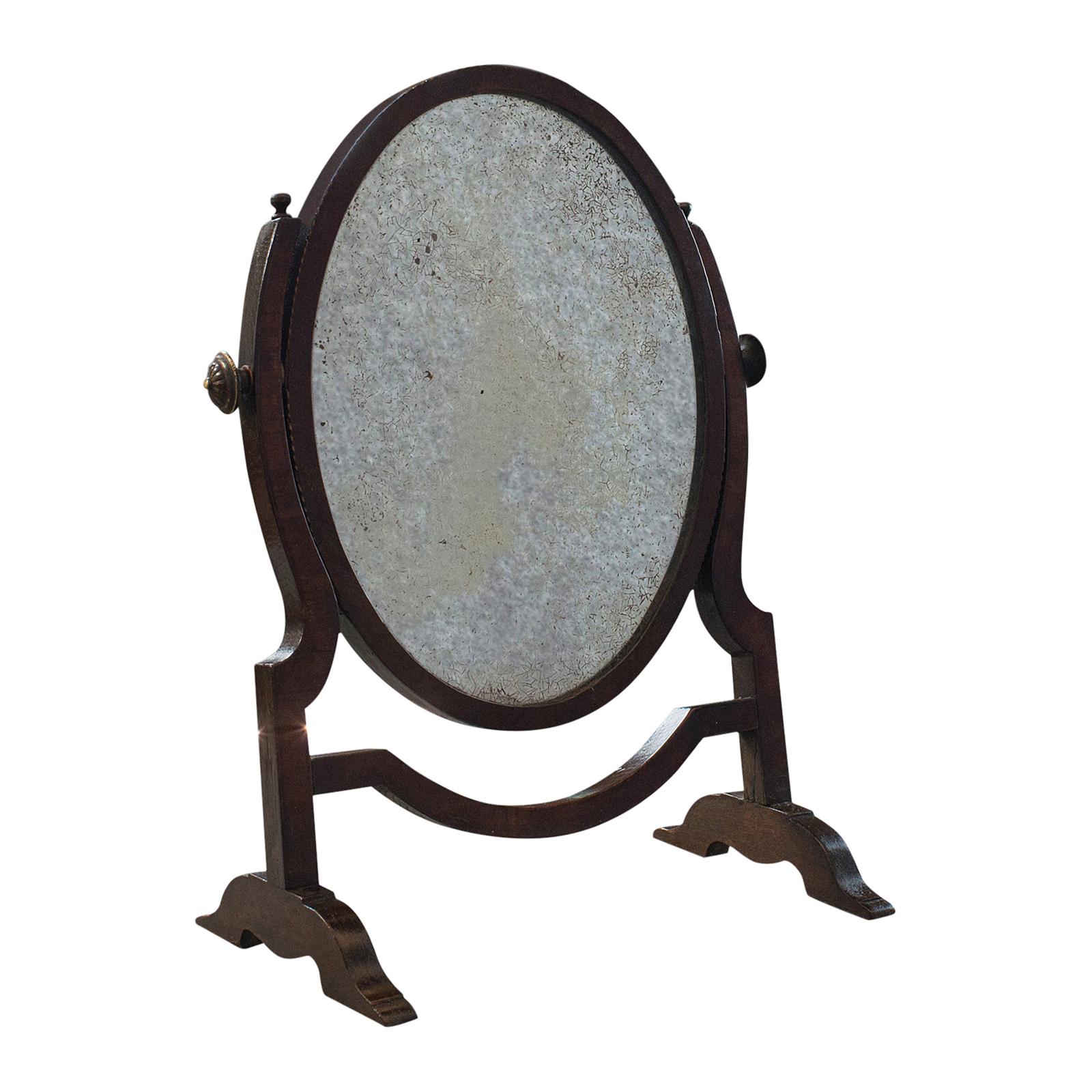 Antique Vanity Mirror, English, Oak, Mahogany, Dresser, Regency, circa 1820