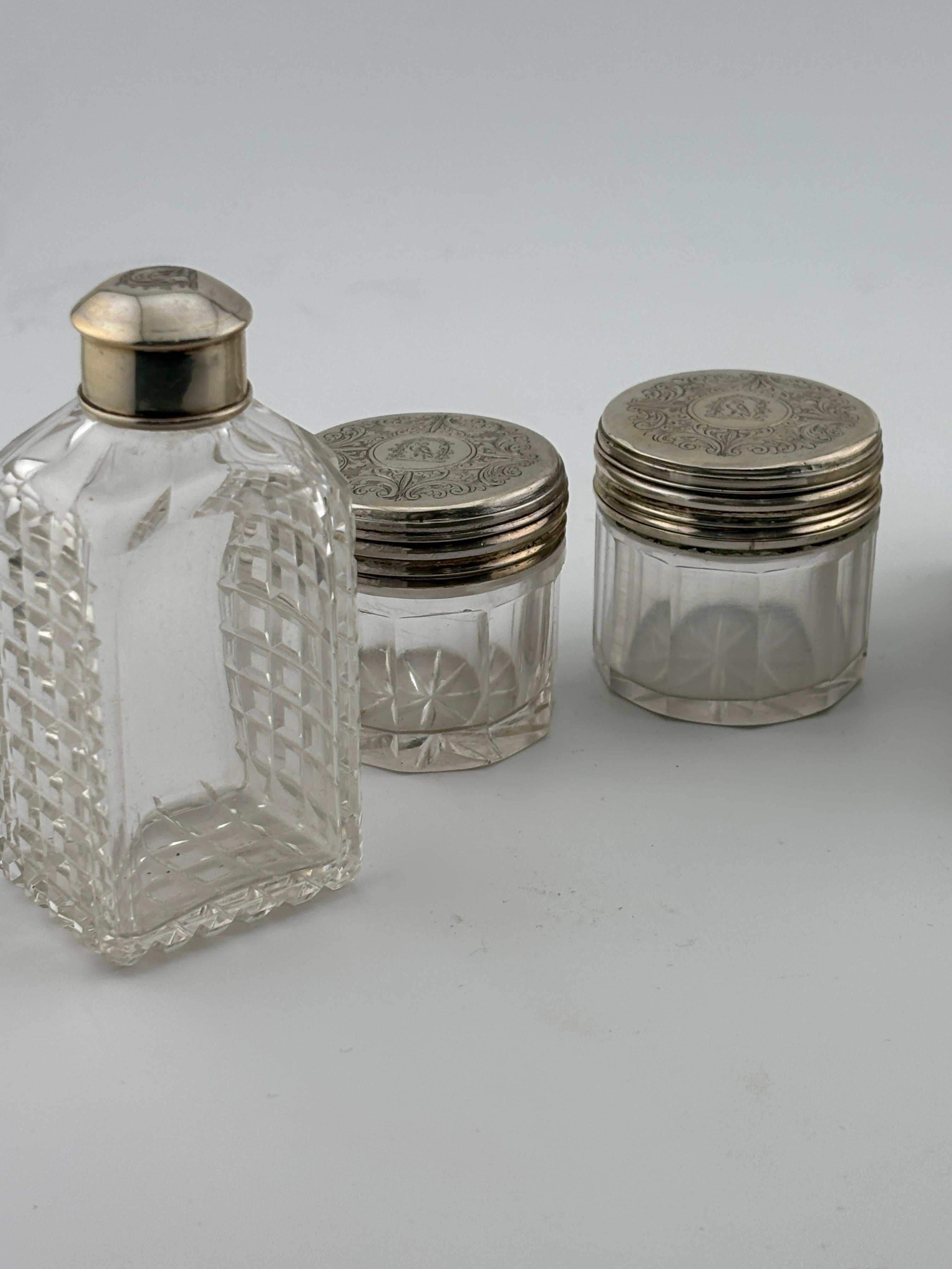 Antiquité Vanity Shaving Dresser Box/ Travel Set Of 14 Pieces With Original Box en vente 3
