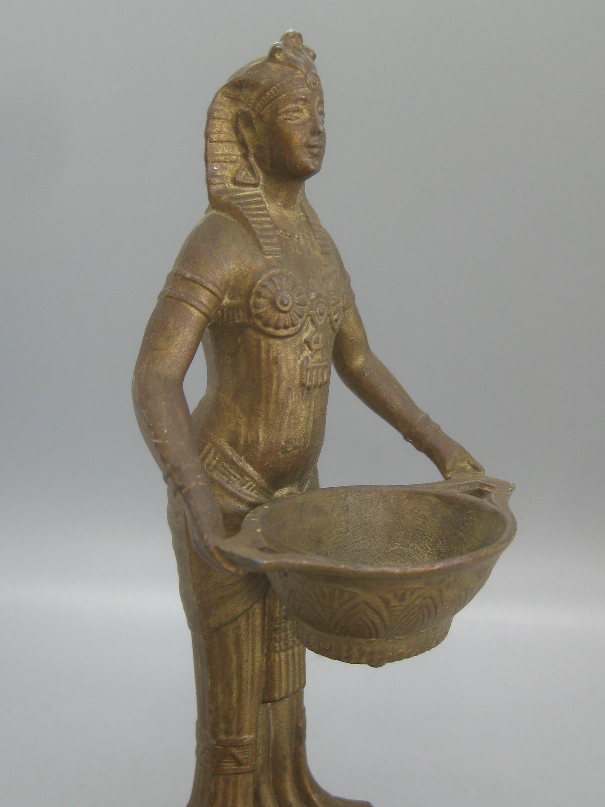 Antique Vantines French Art Deco Egyptian Revival Figural Metal Incense Burner 5