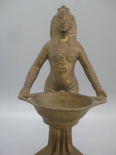 Antique Vantines French Art Deco Egyptian Revival Figural Metal Incense Burner