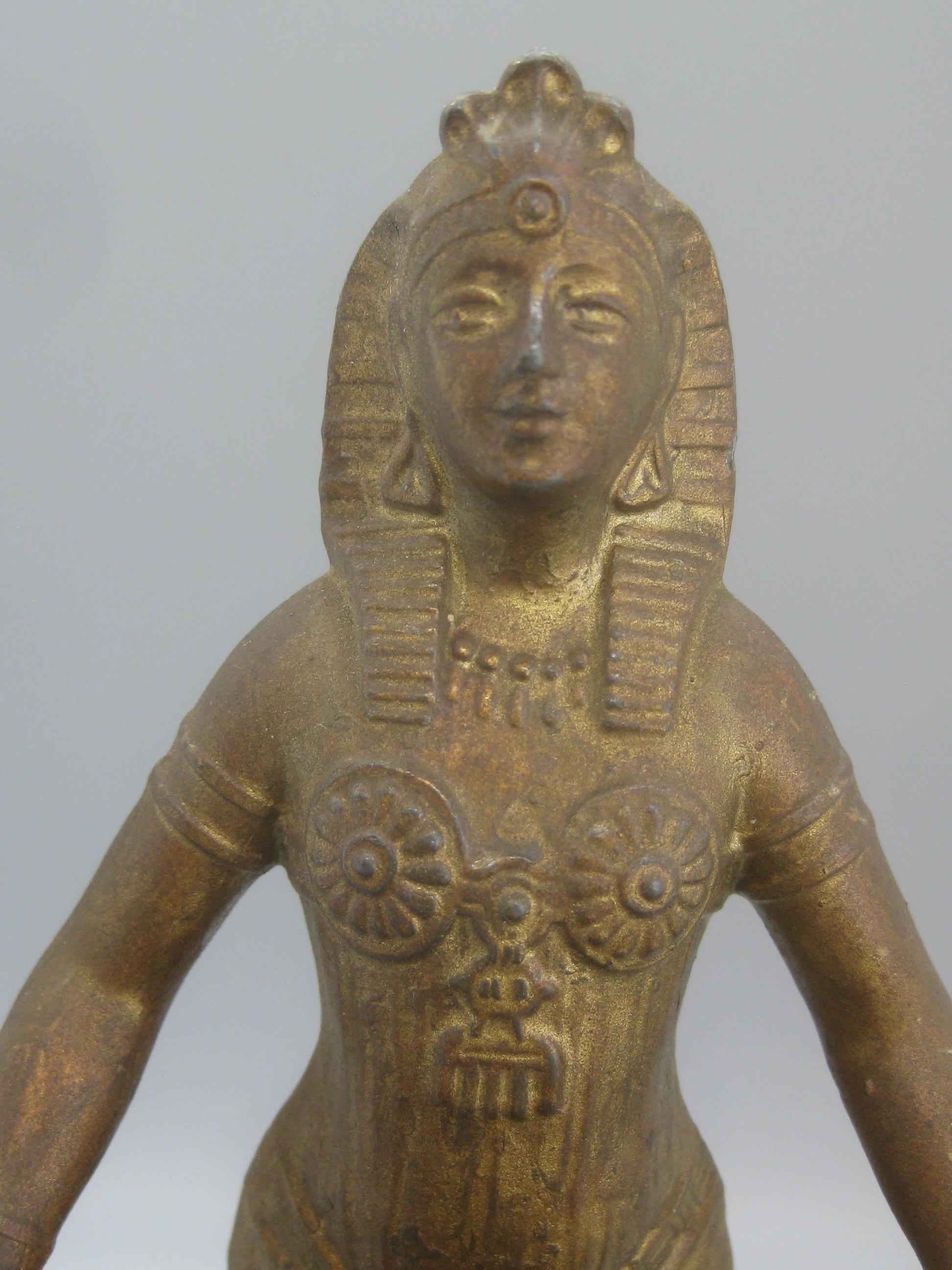 20th Century Antique Vantines French Art Deco Egyptian Revival Figural Metal Incense Burner