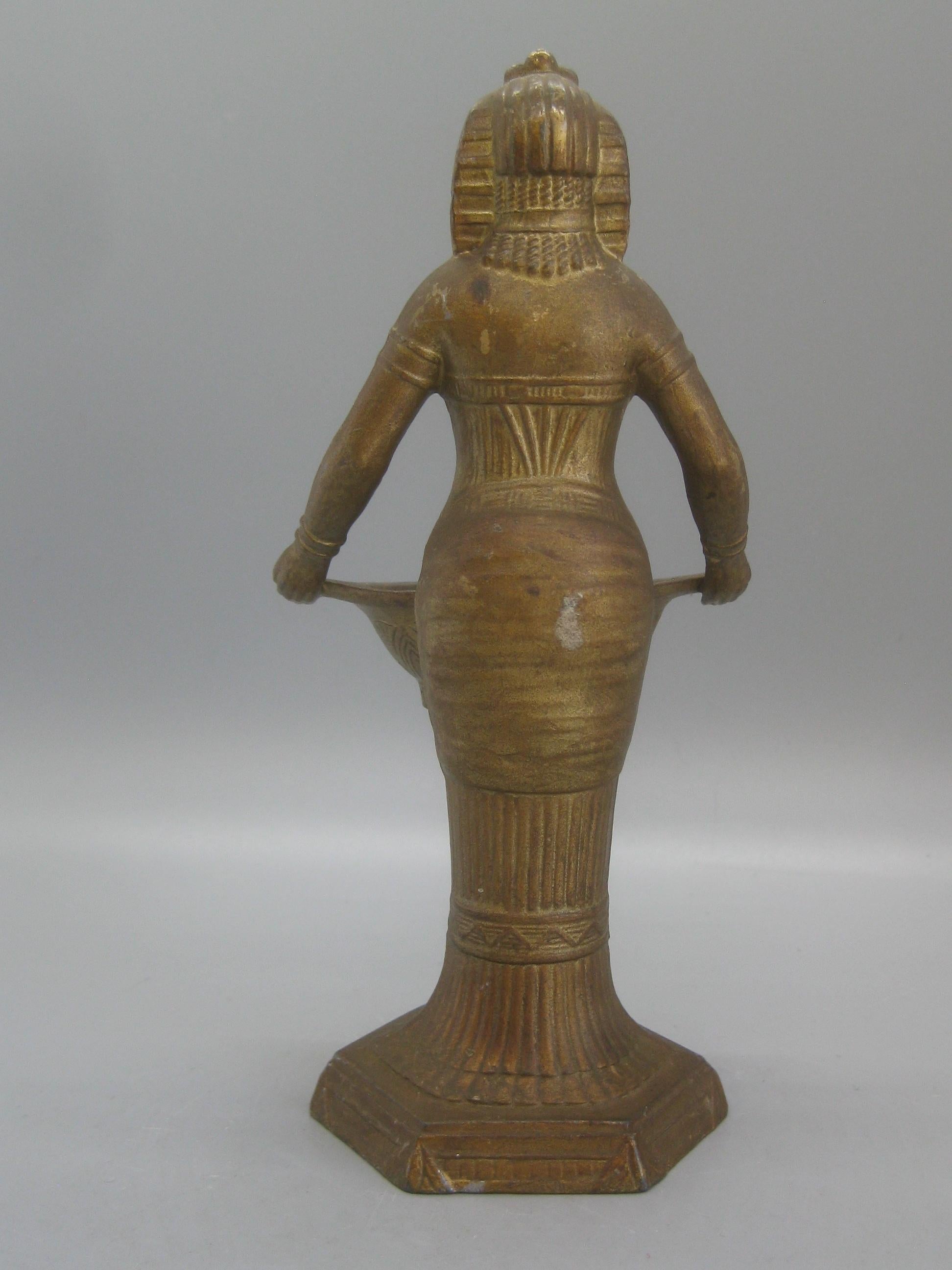 Antique Vantines French Art Deco Egyptian Revival Figural Metal Incense Burner 2