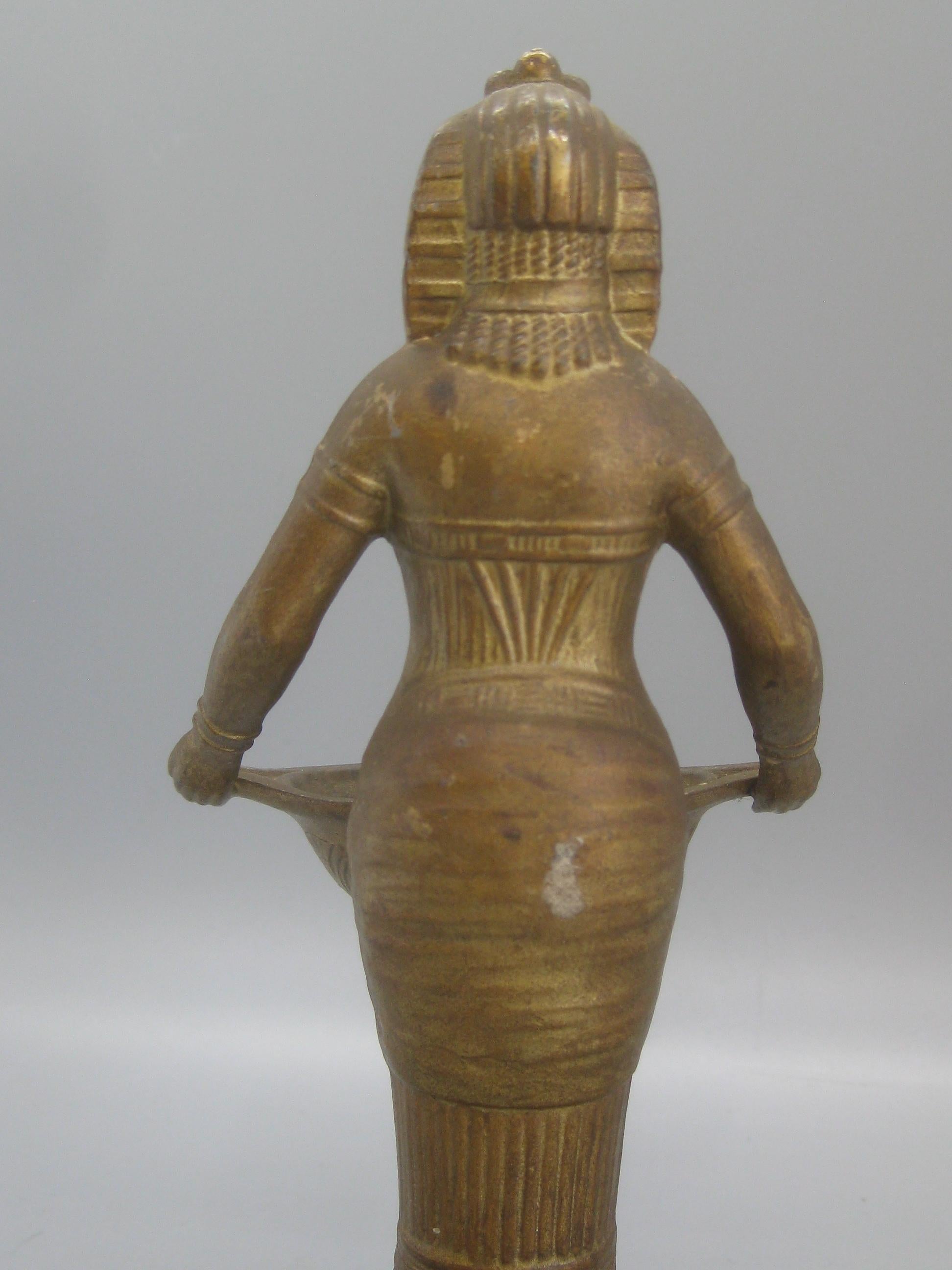 Antique Vantines French Art Deco Egyptian Revival Figural Metal Incense Burner 3