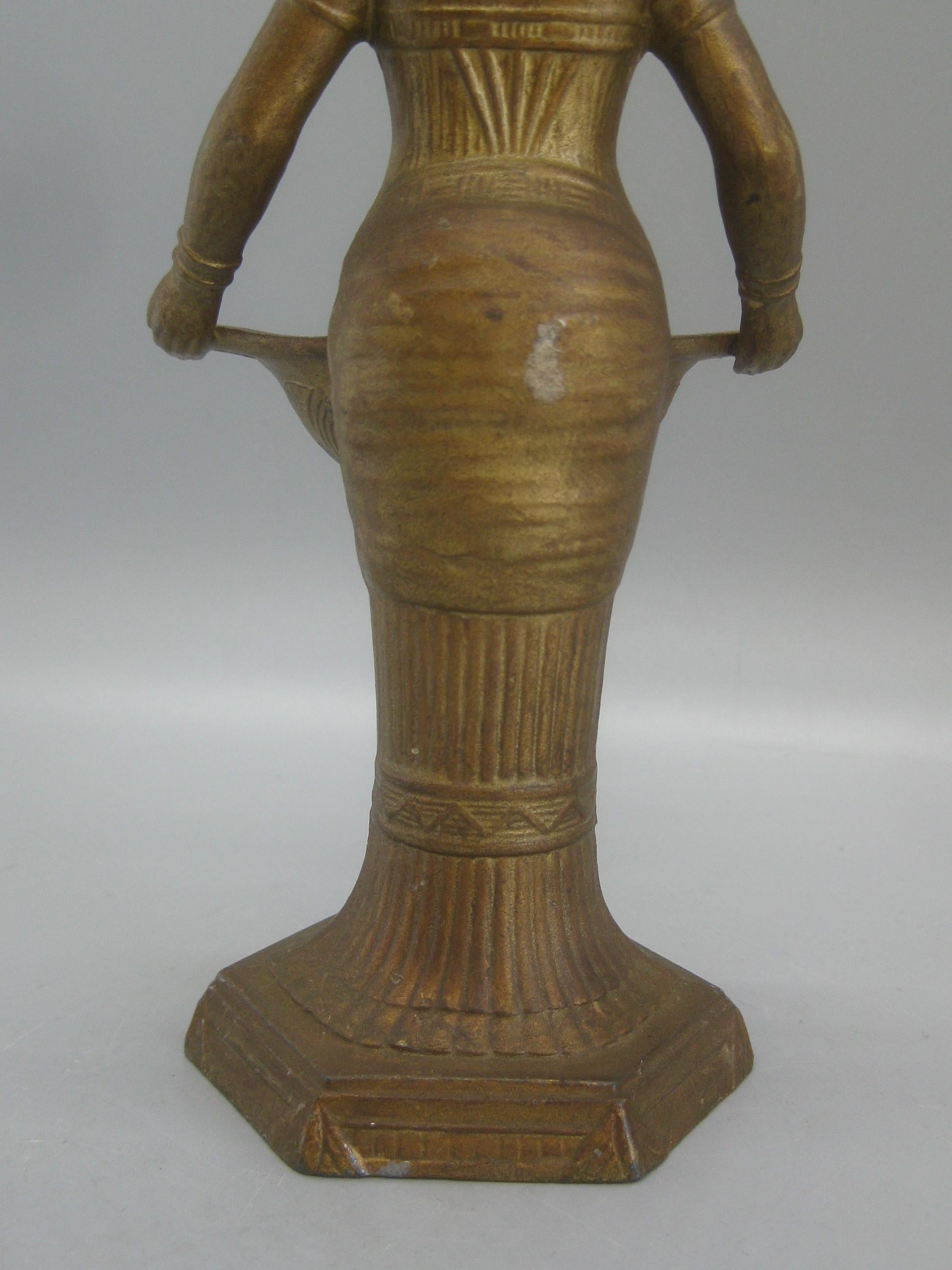 Antique Vantines French Art Deco Egyptian Revival Figural Metal Incense Burner 4
