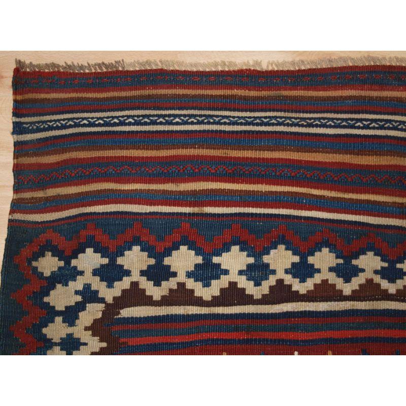 Asian Antique Varamin Kilim with Excellent Natural Colours For Sale