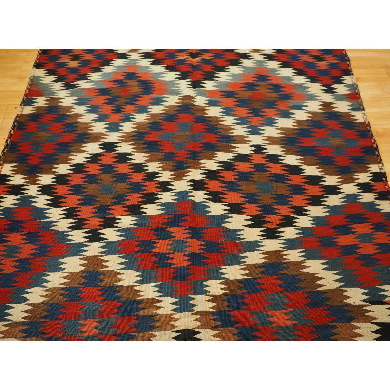 Antique Varamin Kilim with Excellent Natural Colours In Good Condition For Sale In Moreton-In-Marsh, GB