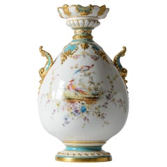 Antique Vase by Royal Crown Derby circa 1900, Detailed Shape Turquoise & Gilt