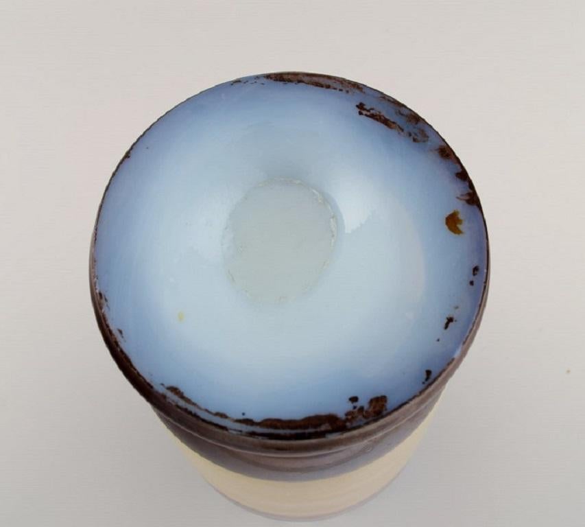 Antique Vase in Mouth-Blown Opal Art Glass with Motif of Young Woman In Excellent Condition In Copenhagen, DK