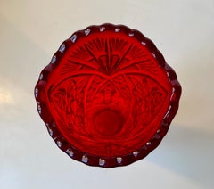 Antique Vase in Pressed Ruby Red Glass by Fyens Glasværk, 1920s