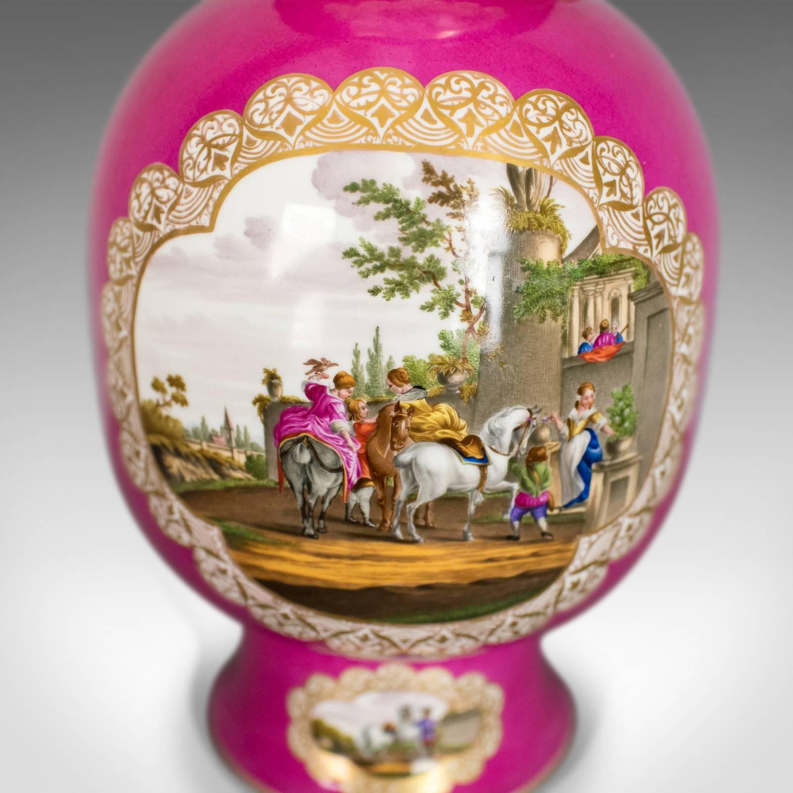 Victorian Antique, Vase, Large, German, Porcelain, Flower, Ar, Ceramics Late 19th Century
