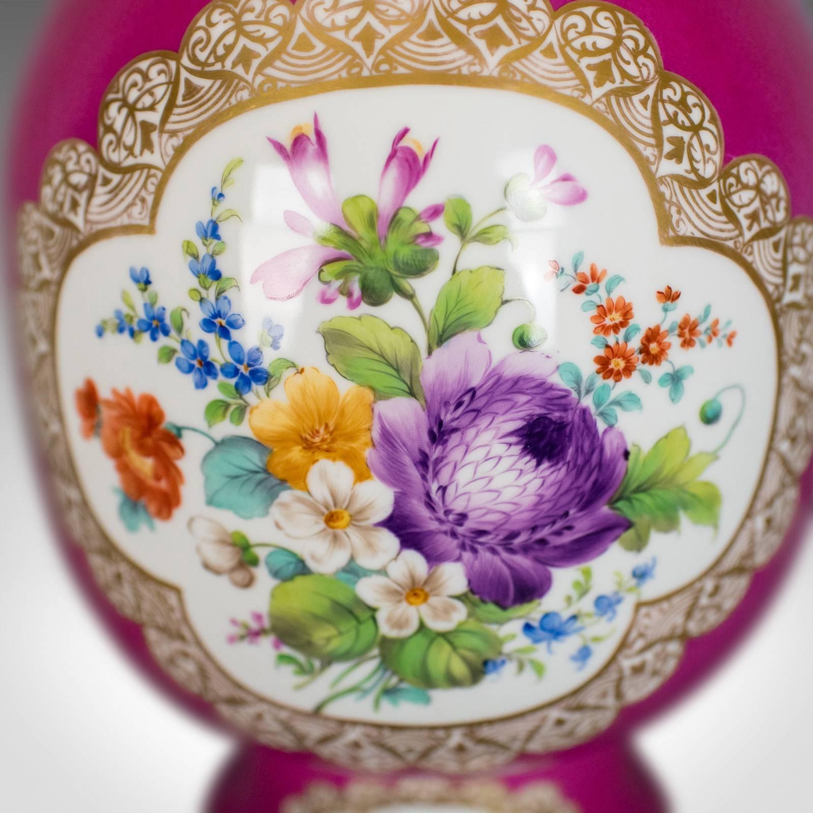 Antique, Vase, Large, German, Porcelain, Flower, Ar, Ceramics Late 19th Century 3
