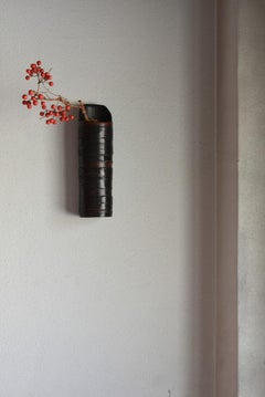Antique Vase Made of Japanese Bamboo and Bark /Wall-Mounted Flower Vase