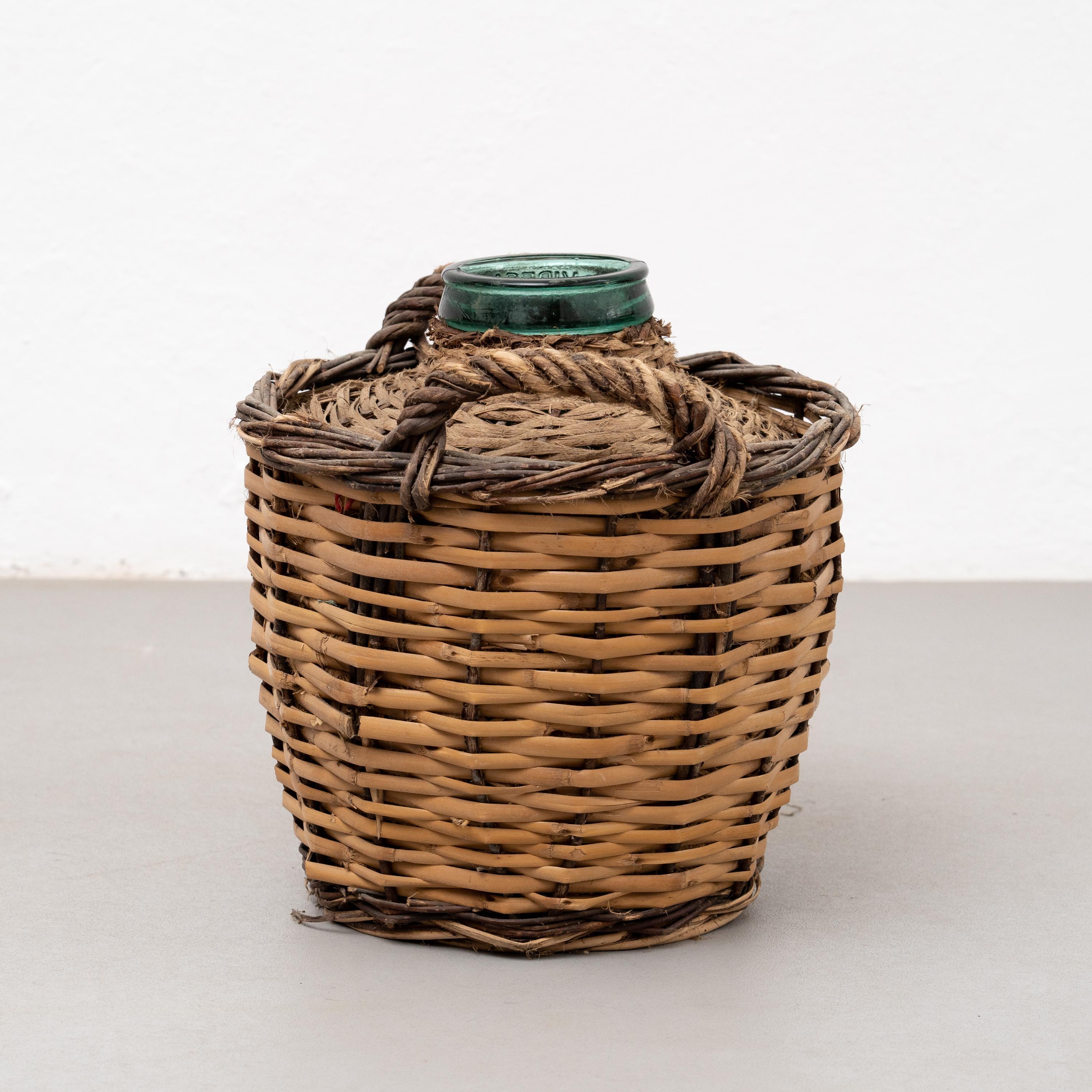Antique Vase with Wicker Basket – By Unknown Artist, Circa 1960 For Sale 1