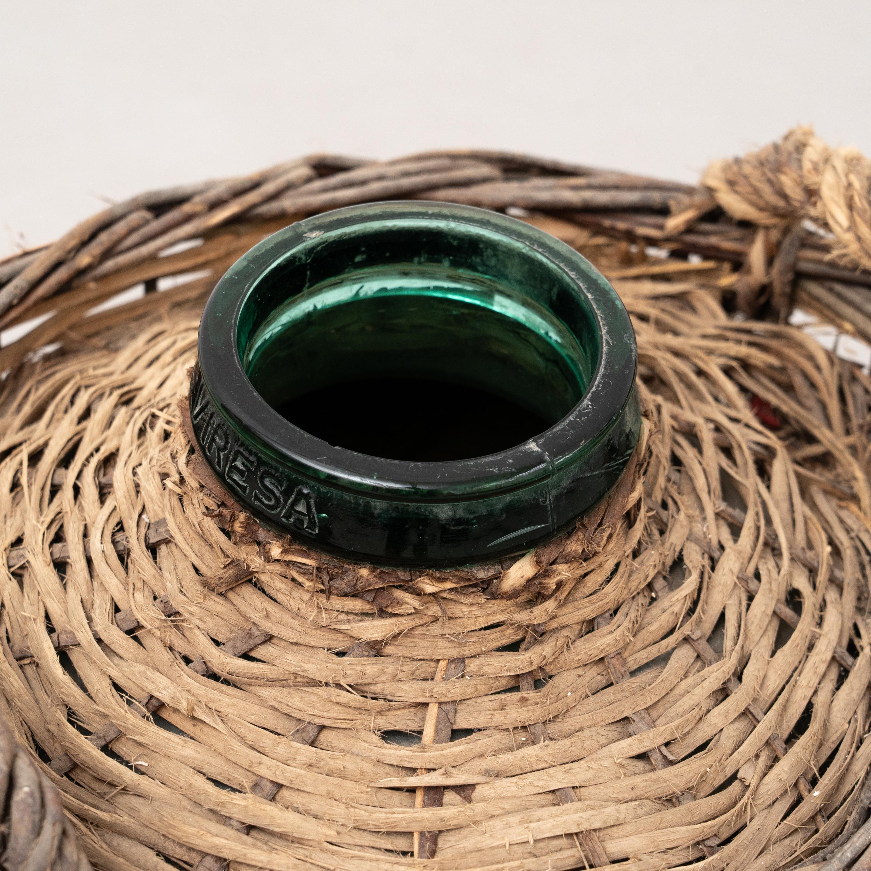 Antique Vase with Wicker Basket – By Unknown Artist, Circa 1960 For Sale 3