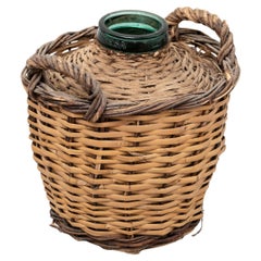 Vase ancien avec panier en osier - par un artiste inconnu, vers 1960