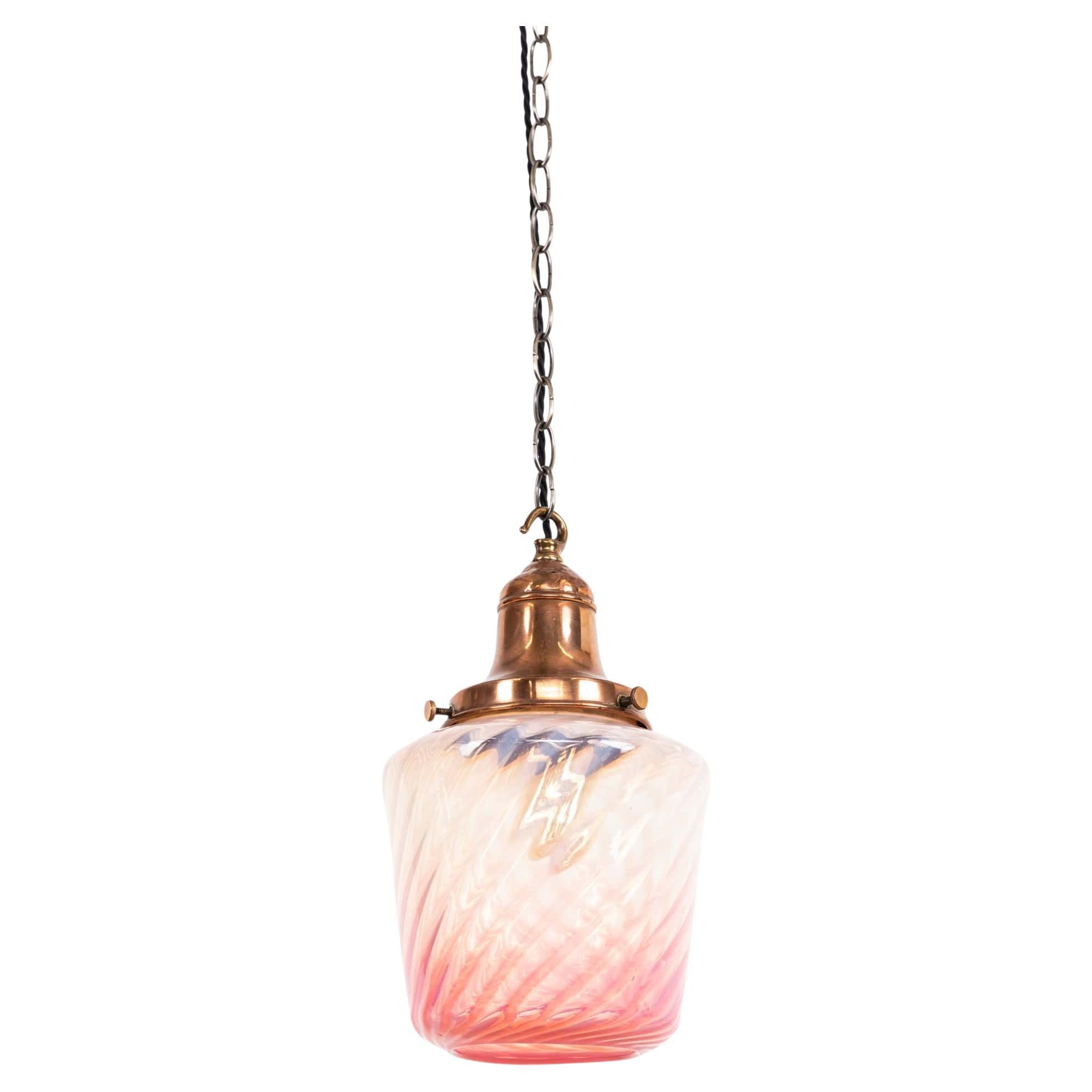 Antique Vaseline Glass Light Pendant Lamp, C.1920