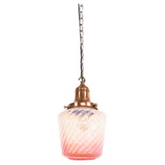 Antique Vaseline Glass Light Pendant Lamp, C.1920