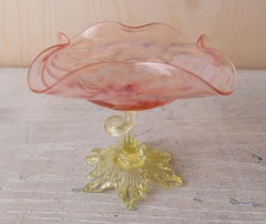 Antique Vaseline / Uranium Glass Tazza, circa 1900