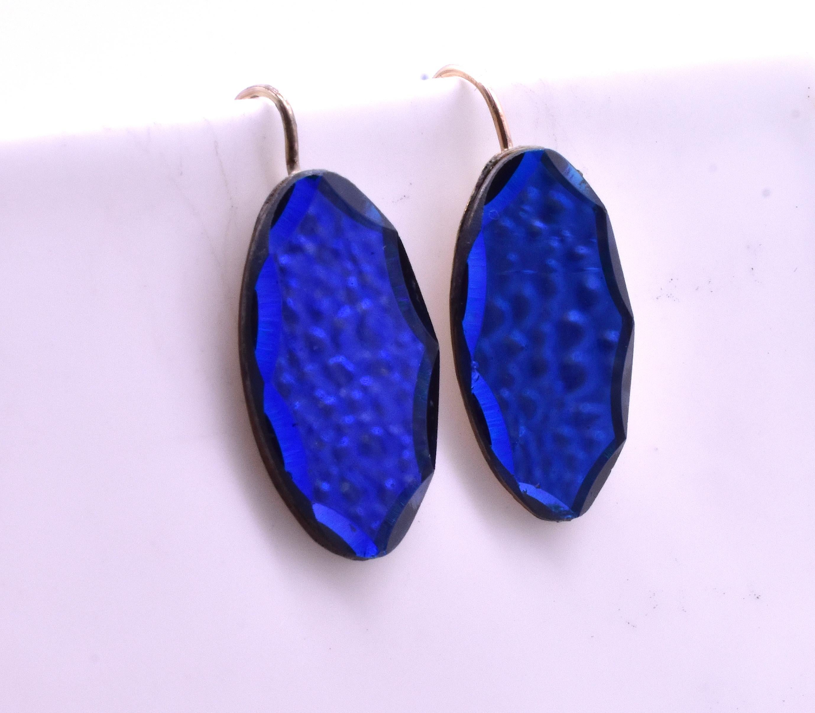 blue glass drop earrings