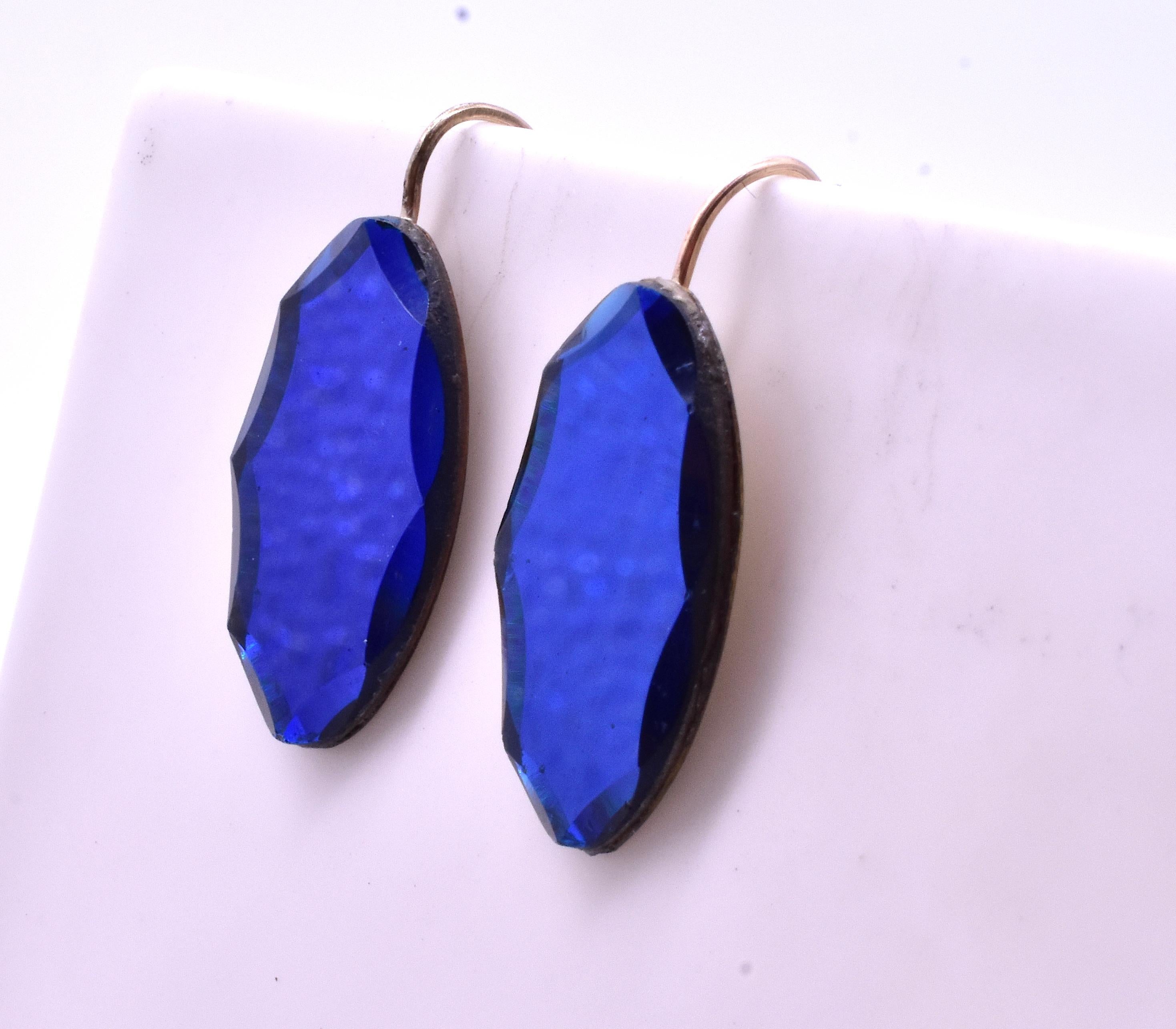 bristol blue glass earrings