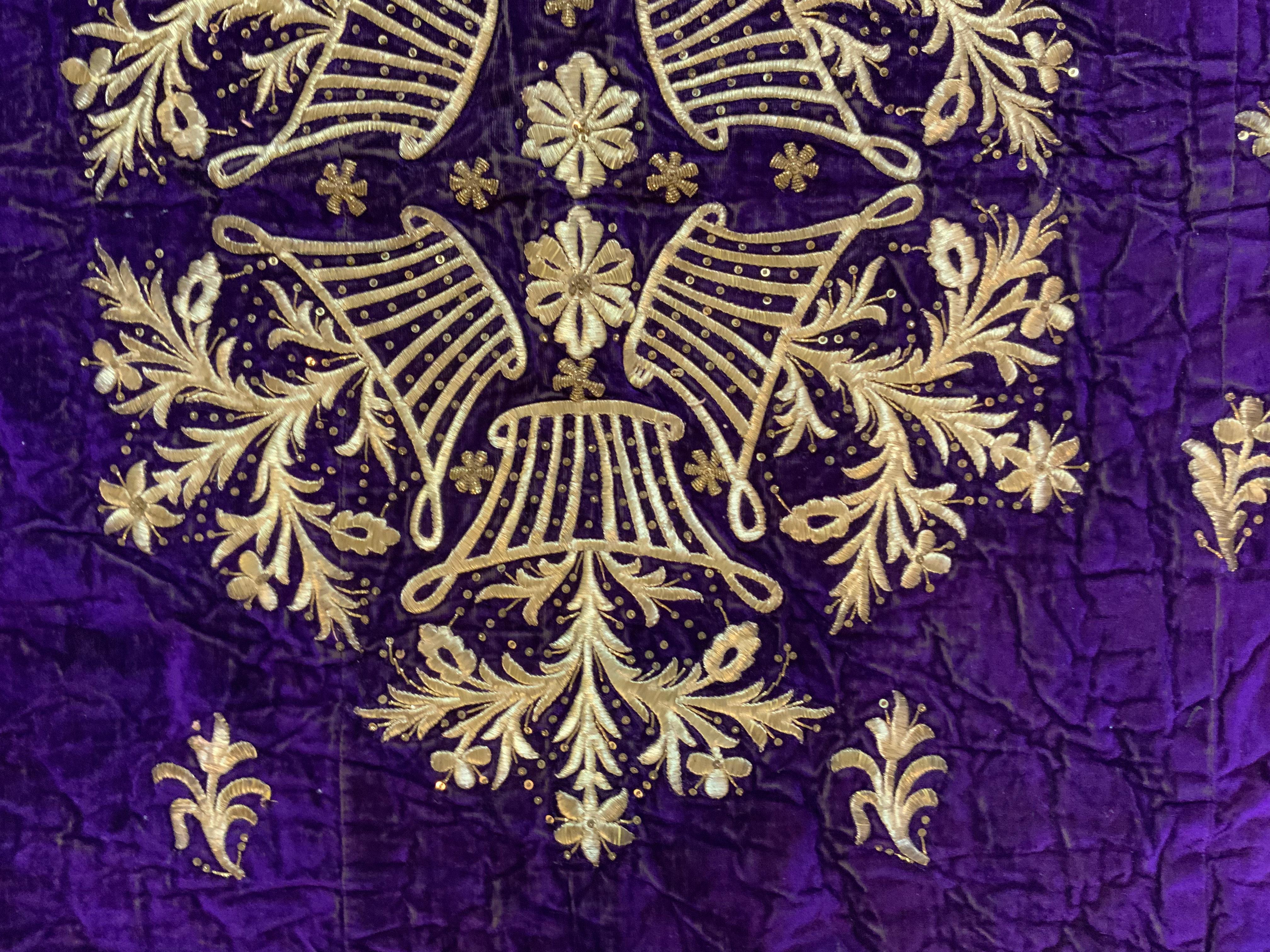 Antique Velvet and Gold Embroidery Textile For Sale 7