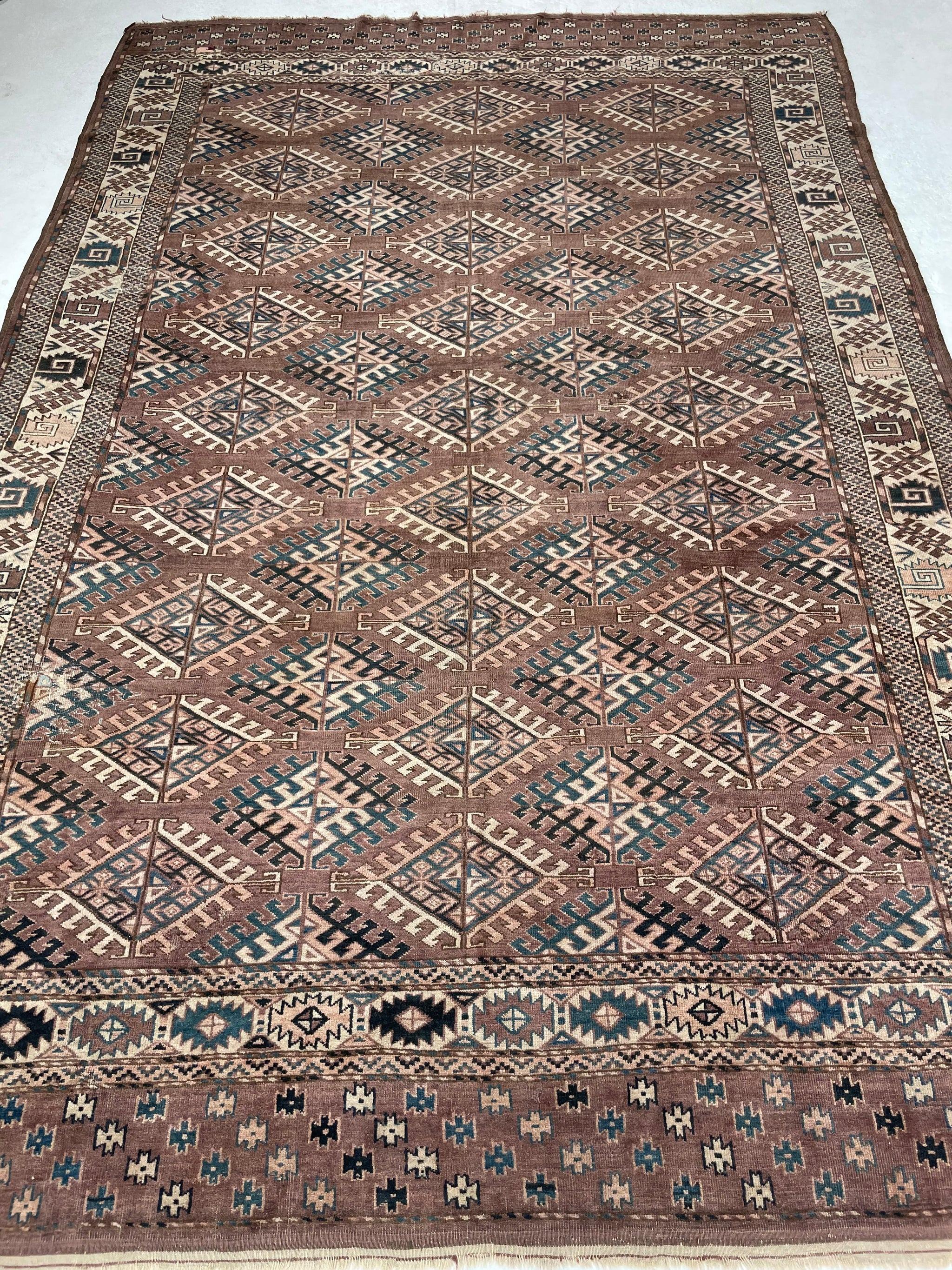 Velvet-Like Antique Tekke  Soft Plum, Peacock Teal, Mocha, Espresso, Linen Beige

About: STOP right there - this Antique Afghan Tekke piece is a Stunning Example of some of the best this village has to offer.  This wool is nearly softer than velvet