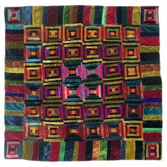 Antique Velvet Log Cabin Quilt