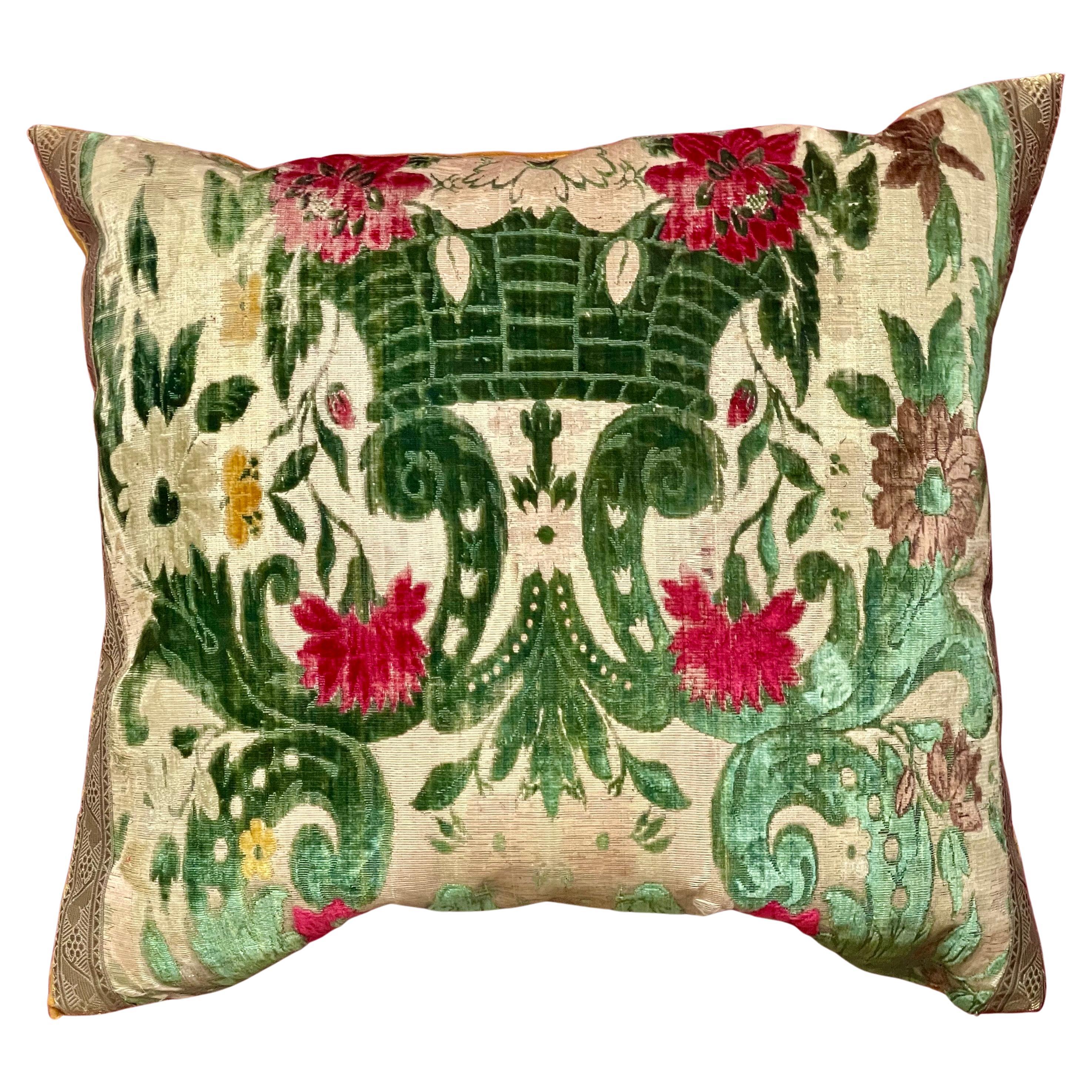 Antique Velvet Pillow 18th Century Genoa Velvet