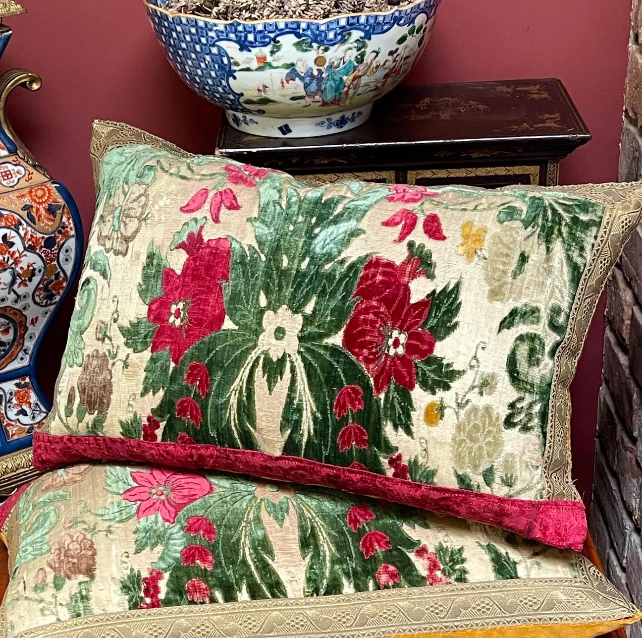 Hand-Crafted Antique Velvet Pillows Genoa Jardiniaire Velvet For Sale