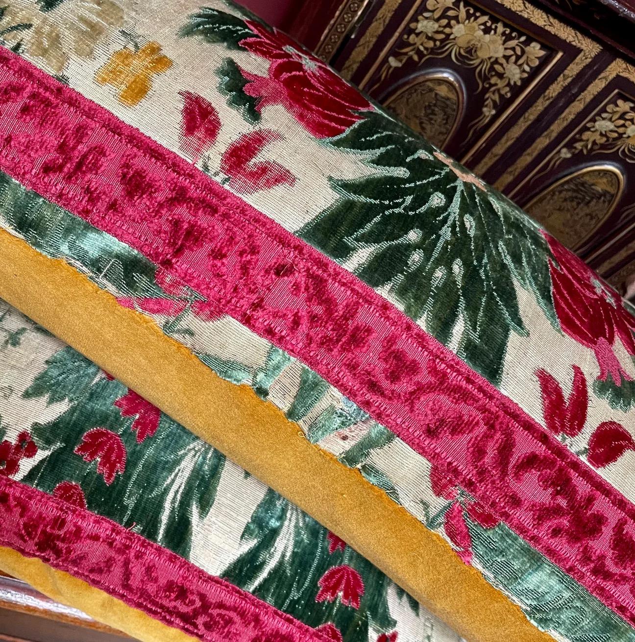 18th Century Antique Velvet Pillows Genoa Jardiniaire Velvet For Sale
