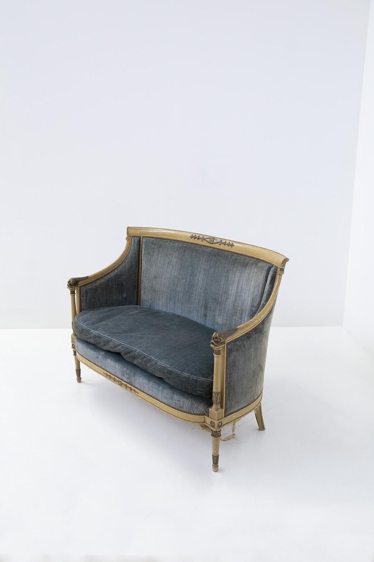 Antique Velvet Sofa For Sale 6