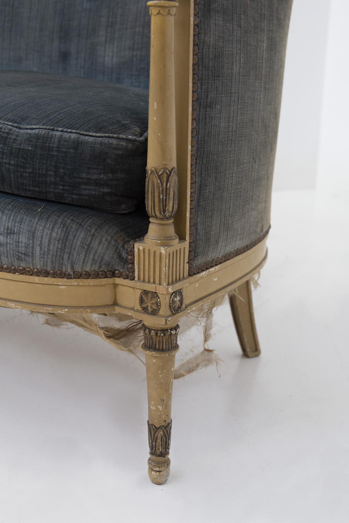 French Provincial Antique Velvet Sofa For Sale