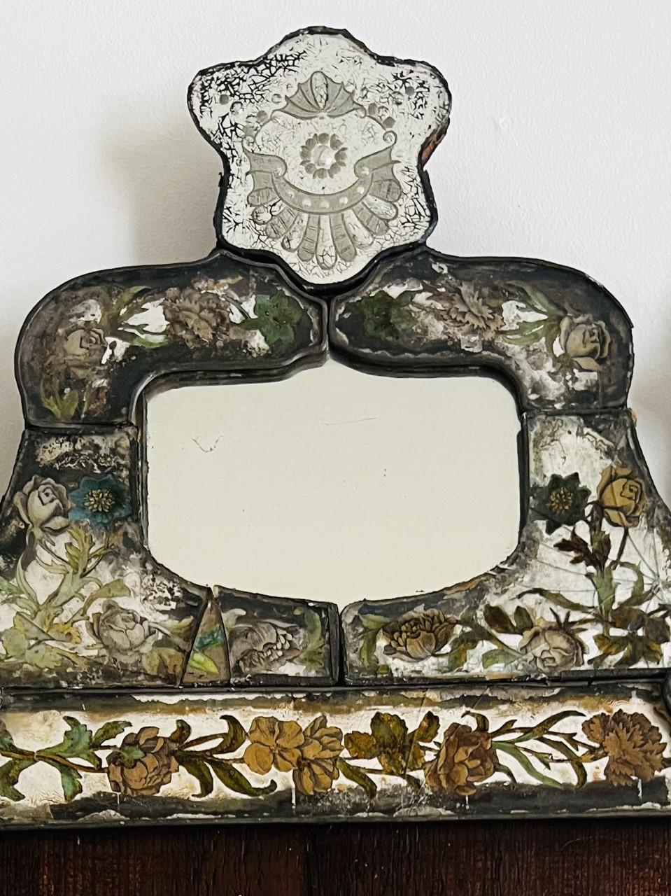 Glass Antique Venetian 17th Century Rare Find Mirror For Sale