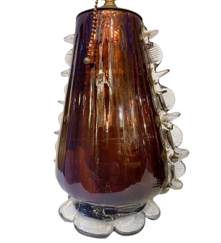 Antique Venetian Amethyst Mercury Glass Lamps In Good Condition For Sale In New York, NY