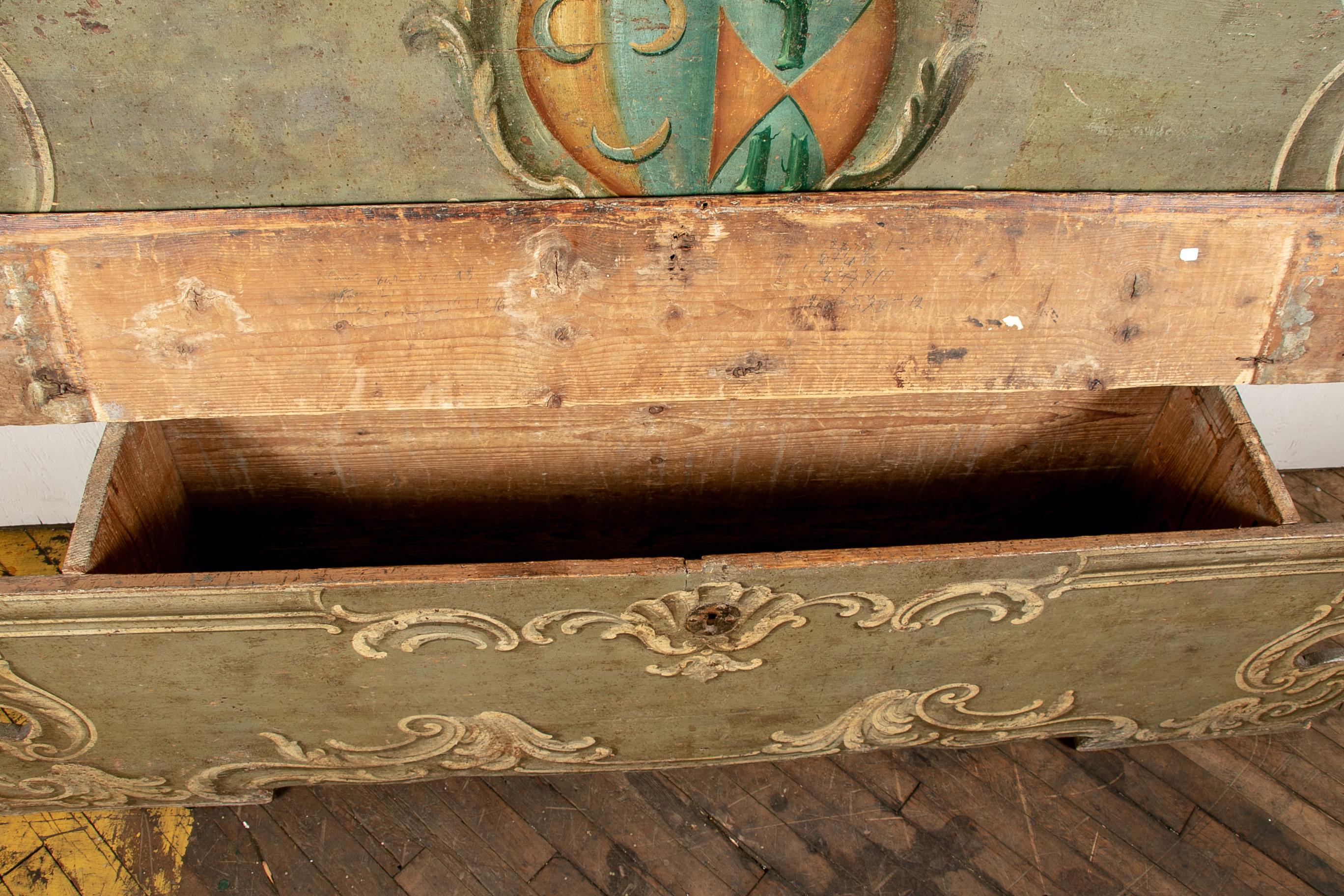 Antique Venetian Baroque Carved and Painted Bench For Sale 2