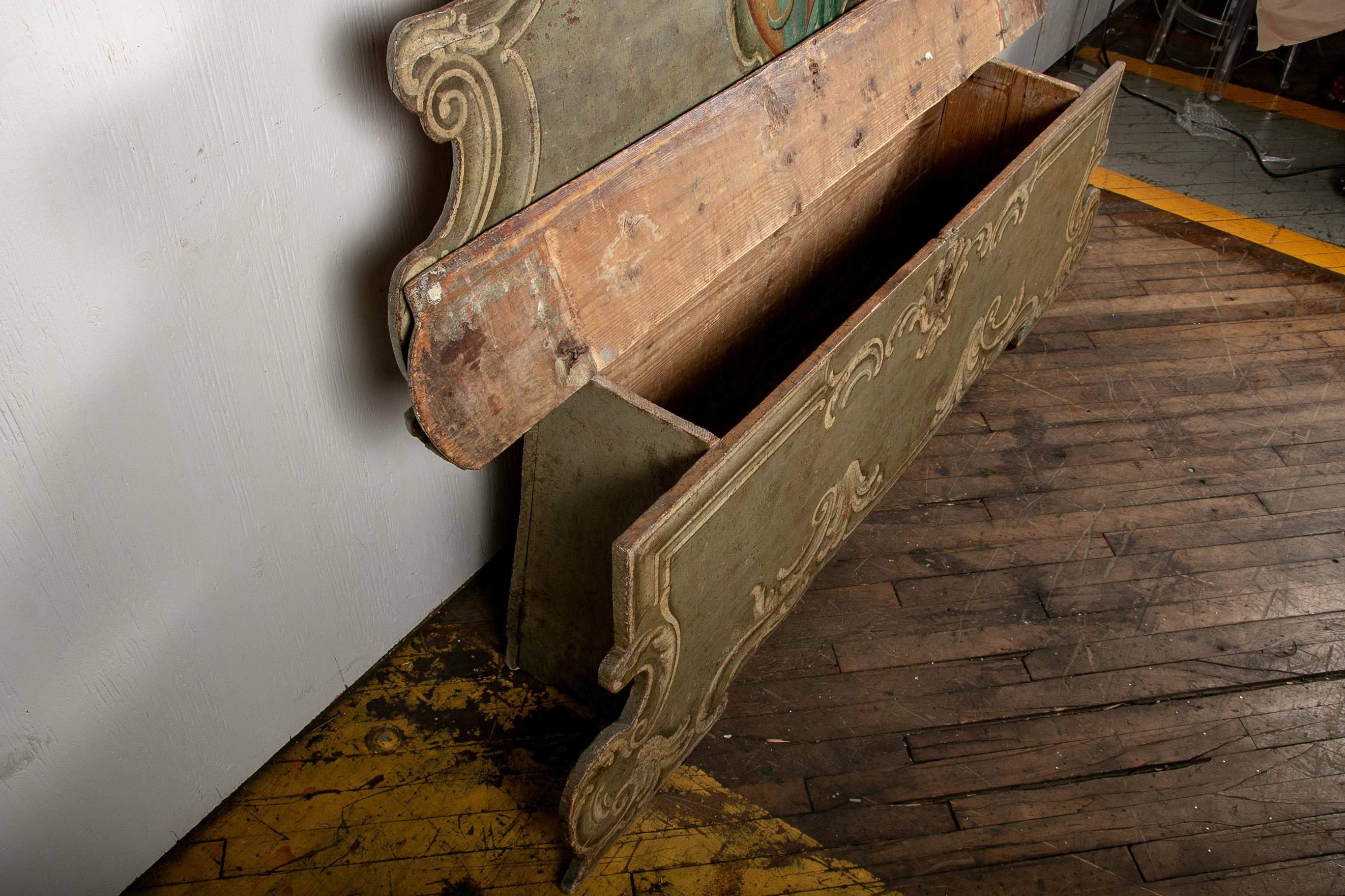 Ancien banc baroque vénitien sculpté et peint en vente 7