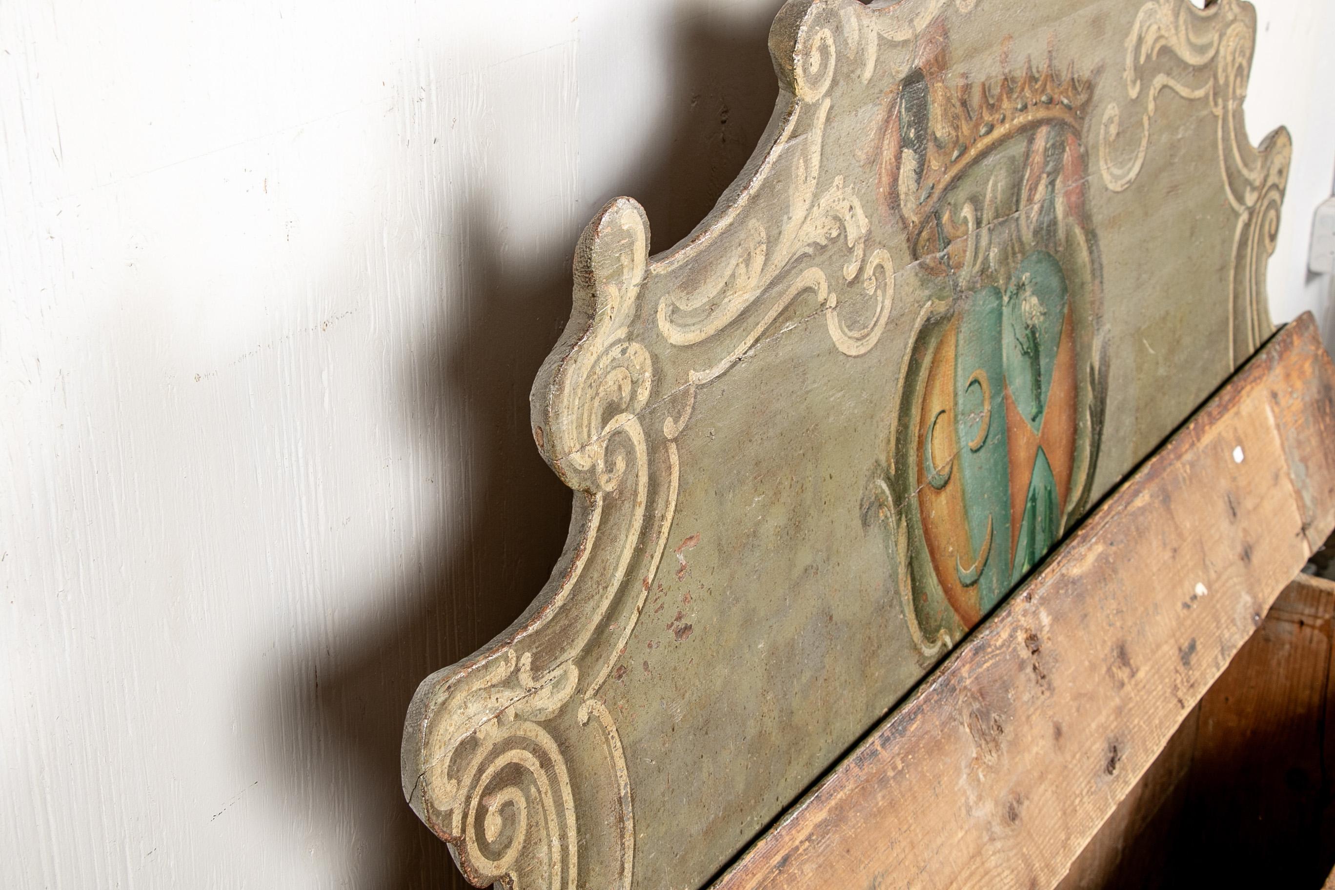 Antique Venetian Baroque Carved and Painted Bench For Sale 8