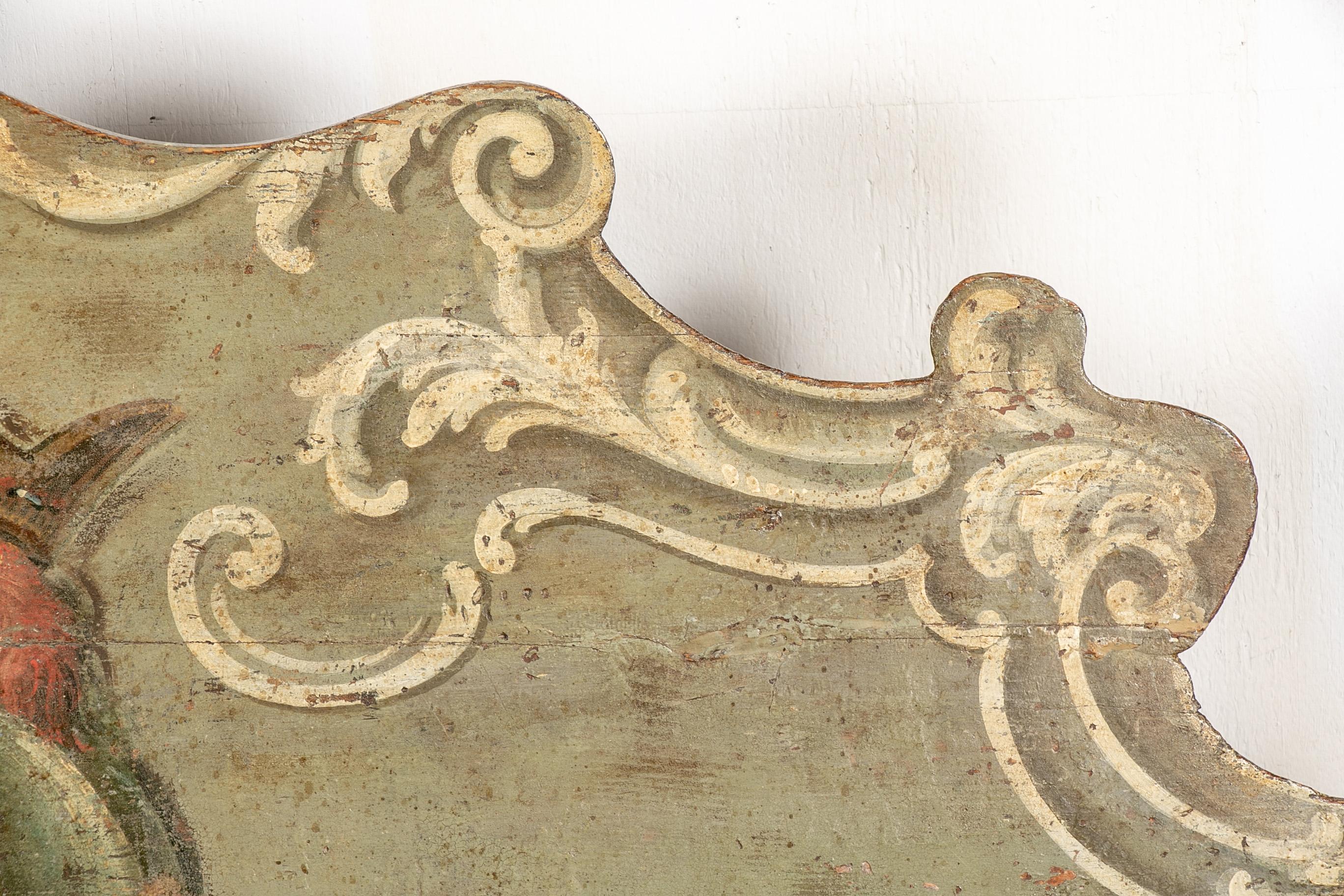 Bois Ancien banc baroque vénitien sculpté et peint en vente