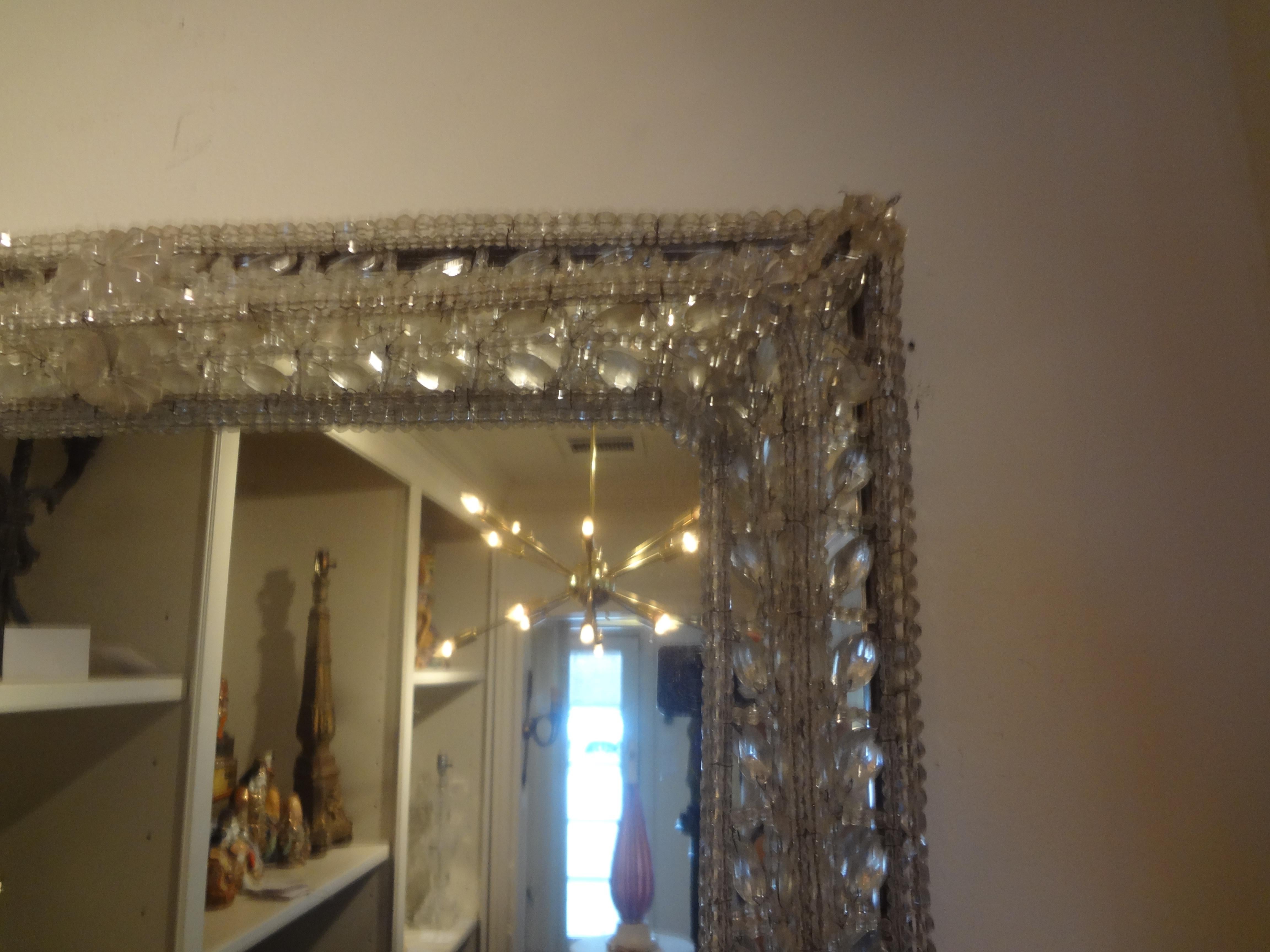 Art Deco Antique Venetian Beaded Crystal Mirror