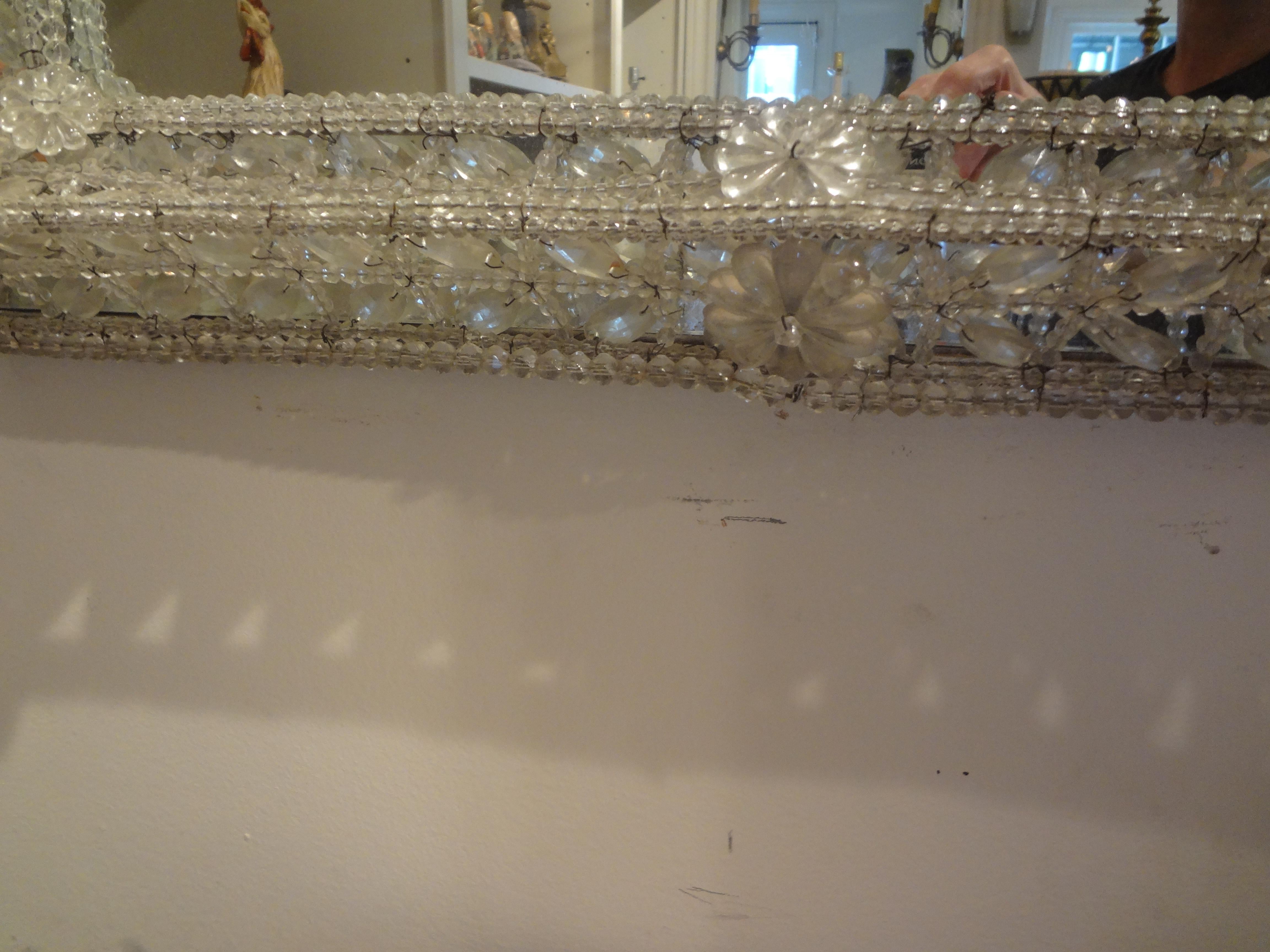 Antique Venetian Beaded Crystal Mirror In Good Condition In Houston, TX